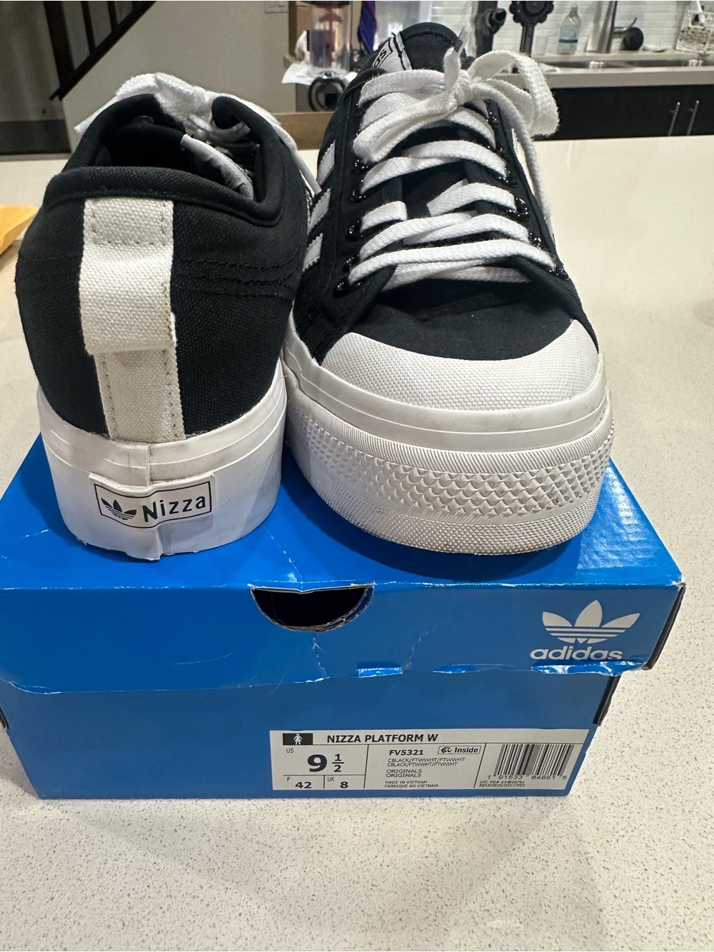 adidas Nizza Platform Women’s Black and White Canvas Sneakers